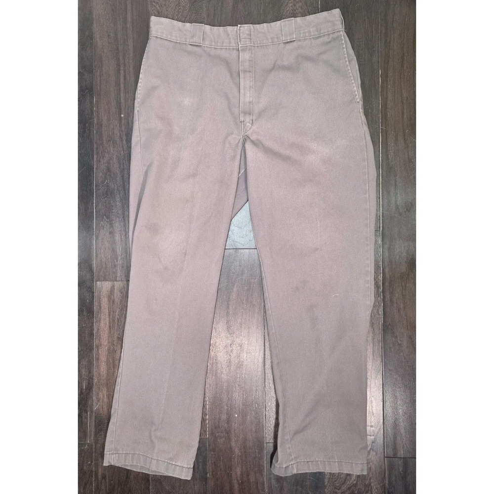 Dickies Work Pants 874 Original Fit Gray Flat Front Mens Size 38 x 32